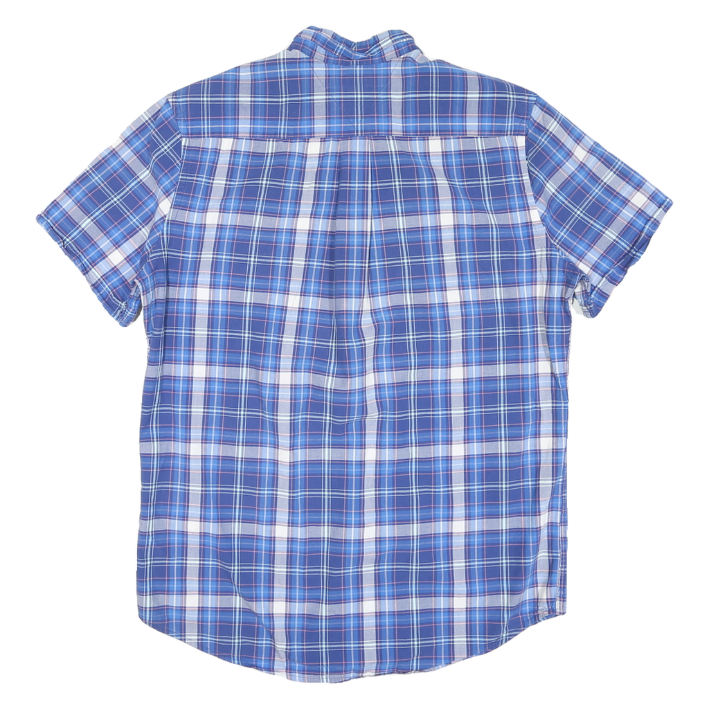 TOMMY HILFIGER Mens Blue & White Check Shirt S Classic Fit Cotton Blend