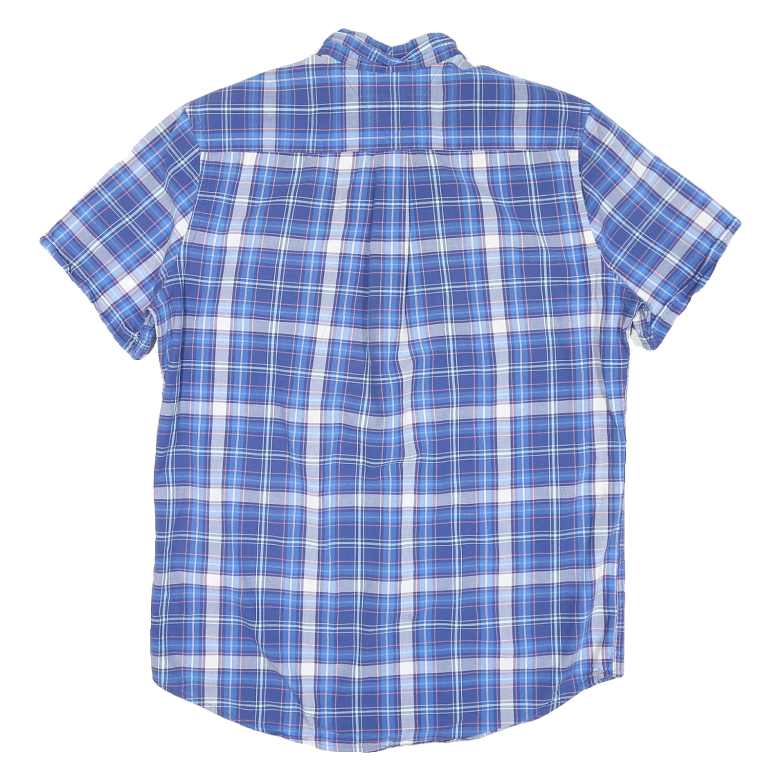 TOMMY HILFIGER Mens Blue & White Check Shirt S Classic Fit Cotton Blend