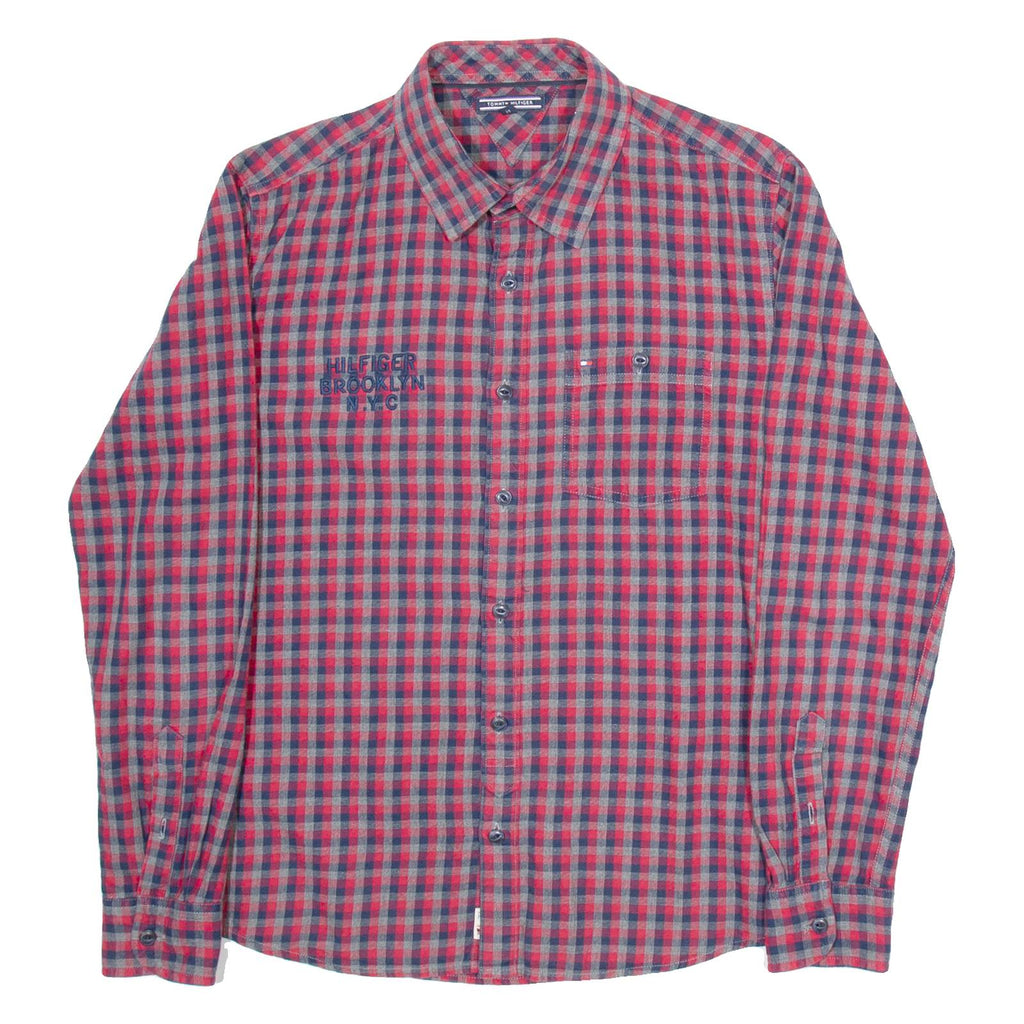 TOMMY HILFIGER Mens Shirt Red Check Long Sleeve S