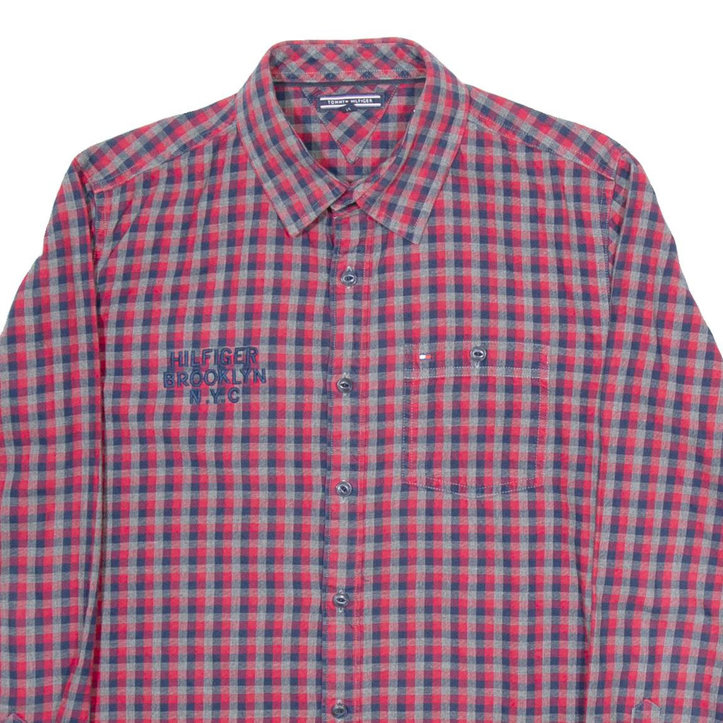 TOMMY HILFIGER Mens Shirt Red Check Long Sleeve S