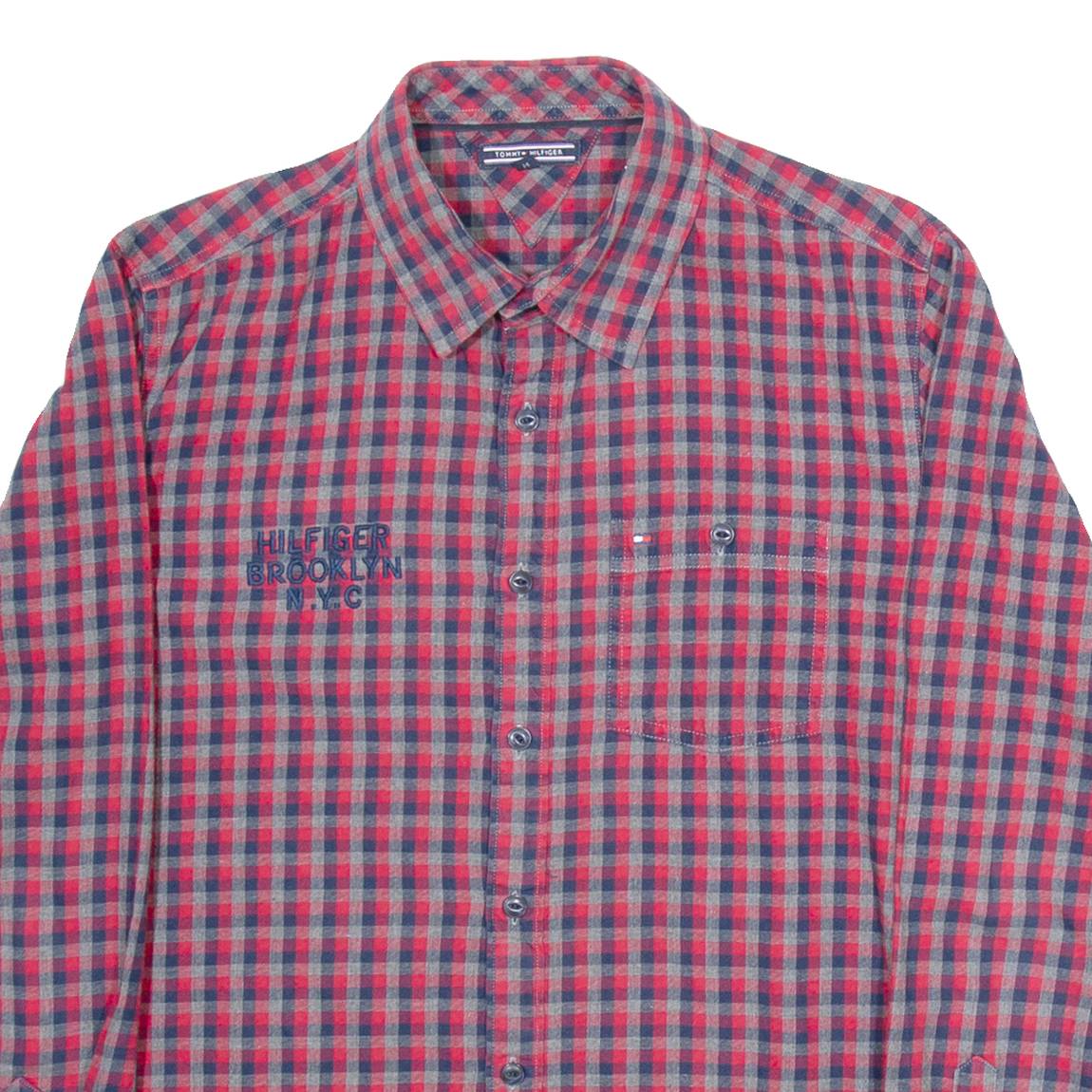 TOMMY HILFIGER Mens Shirt Red Check Long Sleeve S