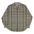 TOMMY HILFIGER Mens Green & Brown Plaid Cotton Shirt L Casual Long Sleeve Button