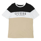 GUESS Mens Black White & Beige Logo Graphic T-Shirt M Short Sleeve Crew Neck