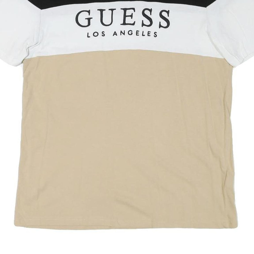 GUESS Mens Black White & Beige Logo Graphic T-Shirt M Short Sleeve Crew Neck