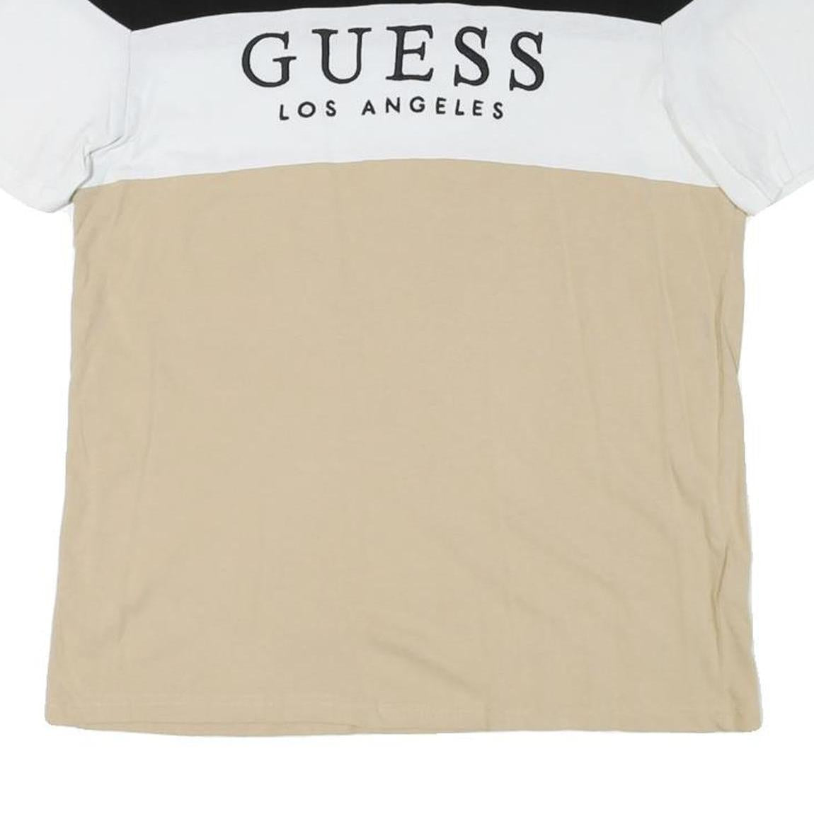 GUESS Mens Black White & Beige Logo Graphic T-Shirt M Short Sleeve Crew Neck