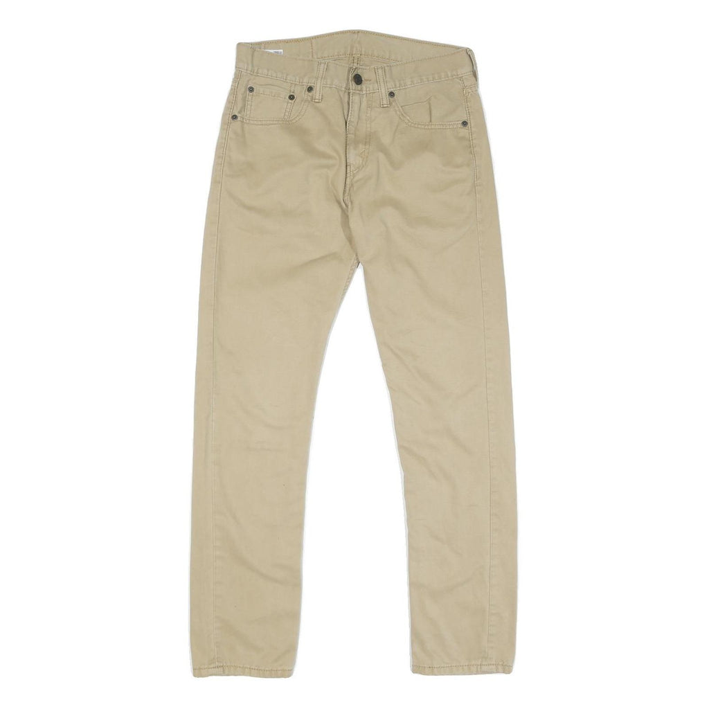 LEVI'S Womens Regular Fit Beige Cotton Blend Zip Trousers W30 L29 Casual Chic