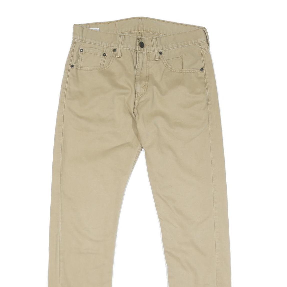 LEVI'S Womens Regular Fit Beige Cotton Blend Zip Trousers W30 L29 Casual Chic