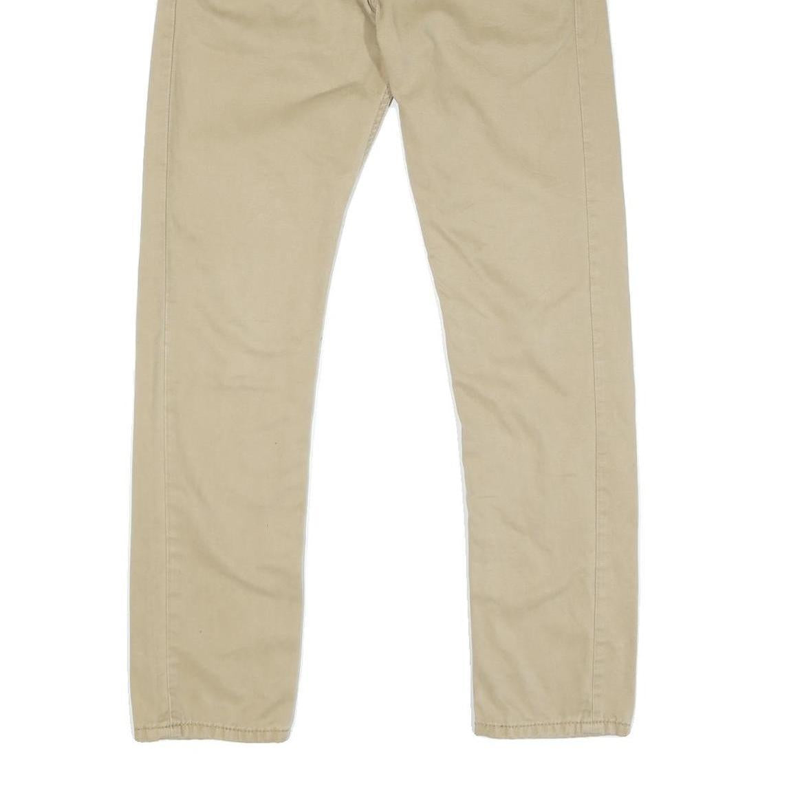 LEVI'S Womens Regular Fit Beige Cotton Blend Zip Trousers W30 L29 Casual Chic