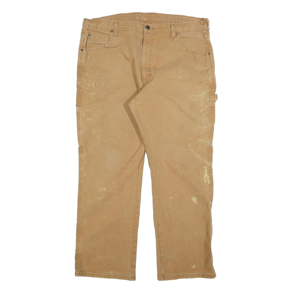 DICKIES Mens Jeans Beige Relaxed Straight Denim W38 L30 Workwear Zip Pocket