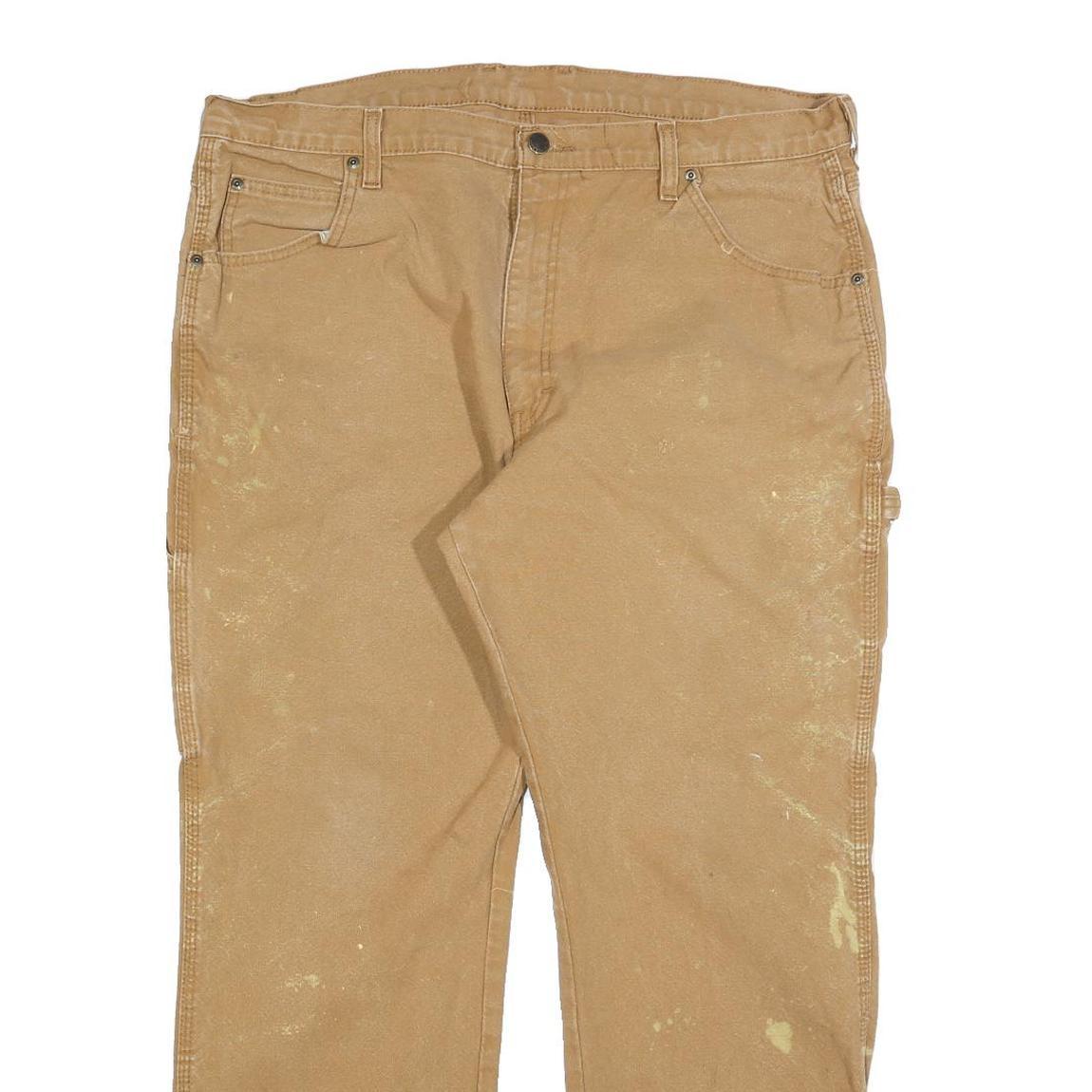 DICKIES Mens Jeans Beige Relaxed Straight Denim W38 L30 Workwear Zip Pocket
