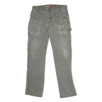 DICKIES Mens Cotton Blend Grey Regular Fit Straight Leg Trousers W34 L32