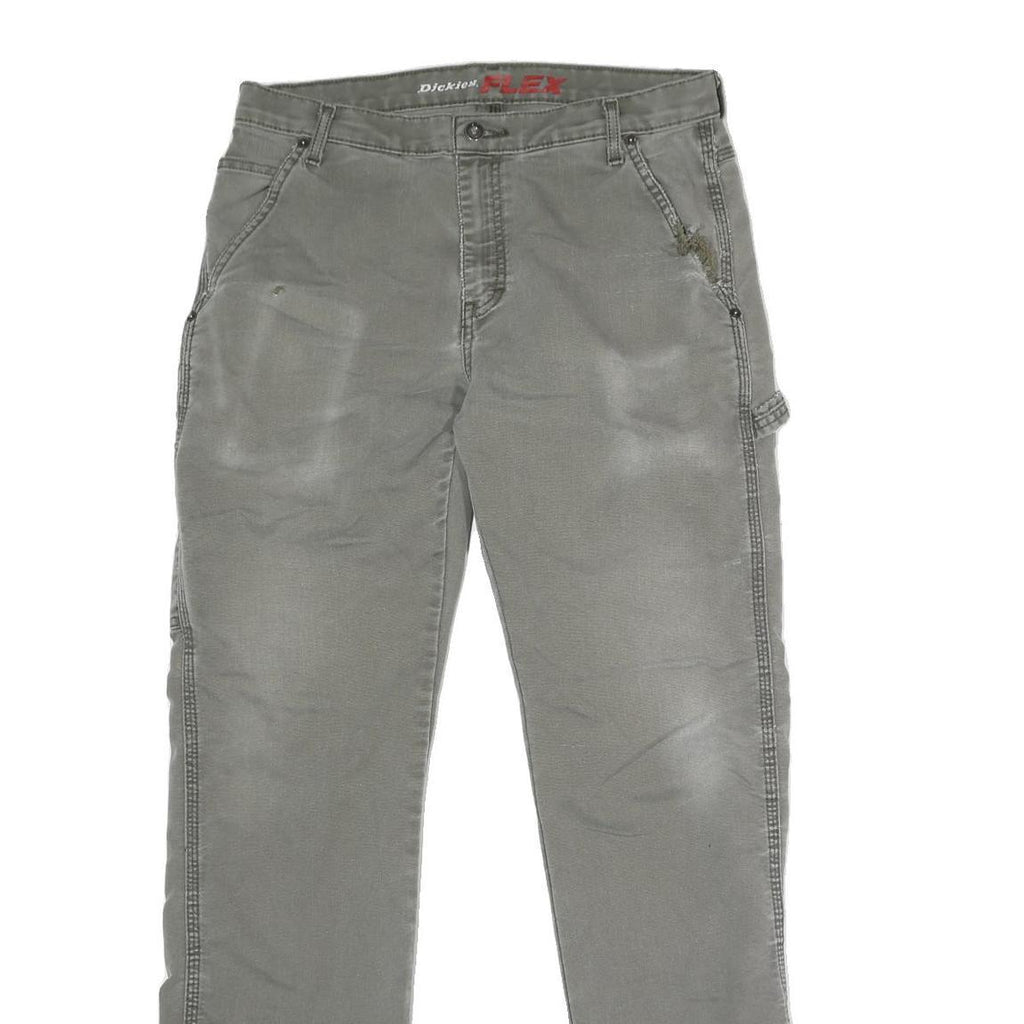 DICKIES Mens Cotton Blend Grey Regular Fit Straight Leg Trousers W34 L32