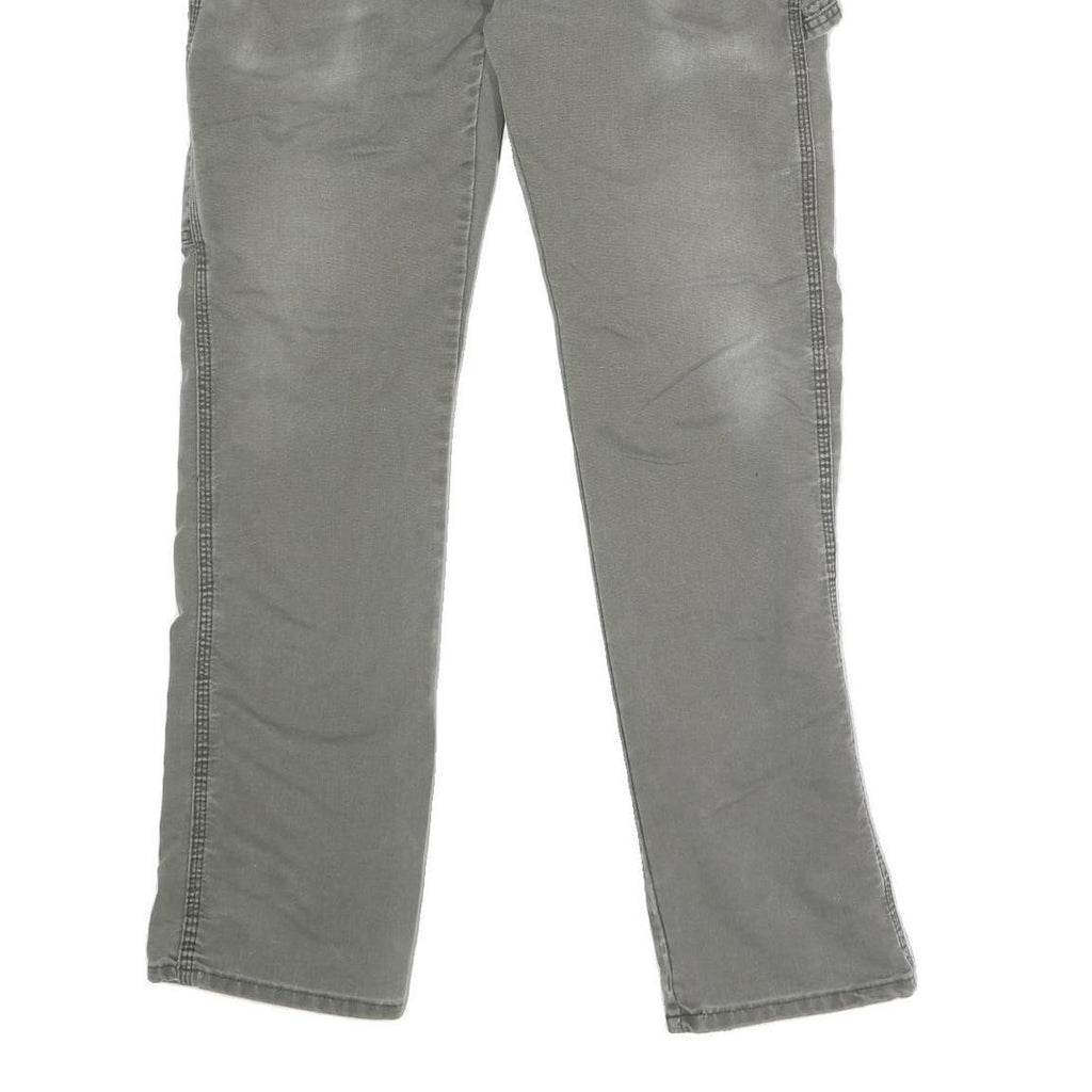 DICKIES Mens Cotton Blend Grey Regular Fit Straight Leg Trousers W34 L32