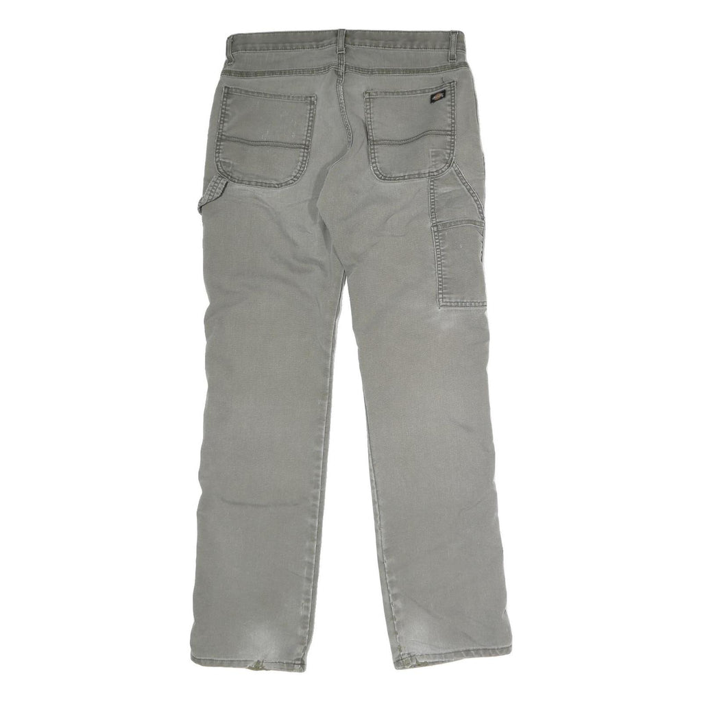 DICKIES Mens Cotton Blend Grey Regular Fit Straight Leg Trousers W34 L32