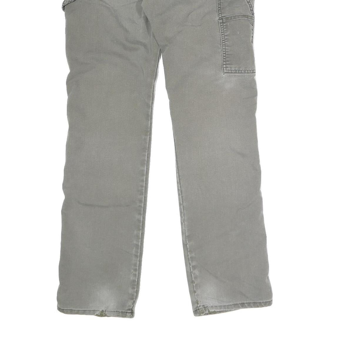 DICKIES Mens Cotton Blend Grey Regular Fit Straight Leg Trousers W34 L32