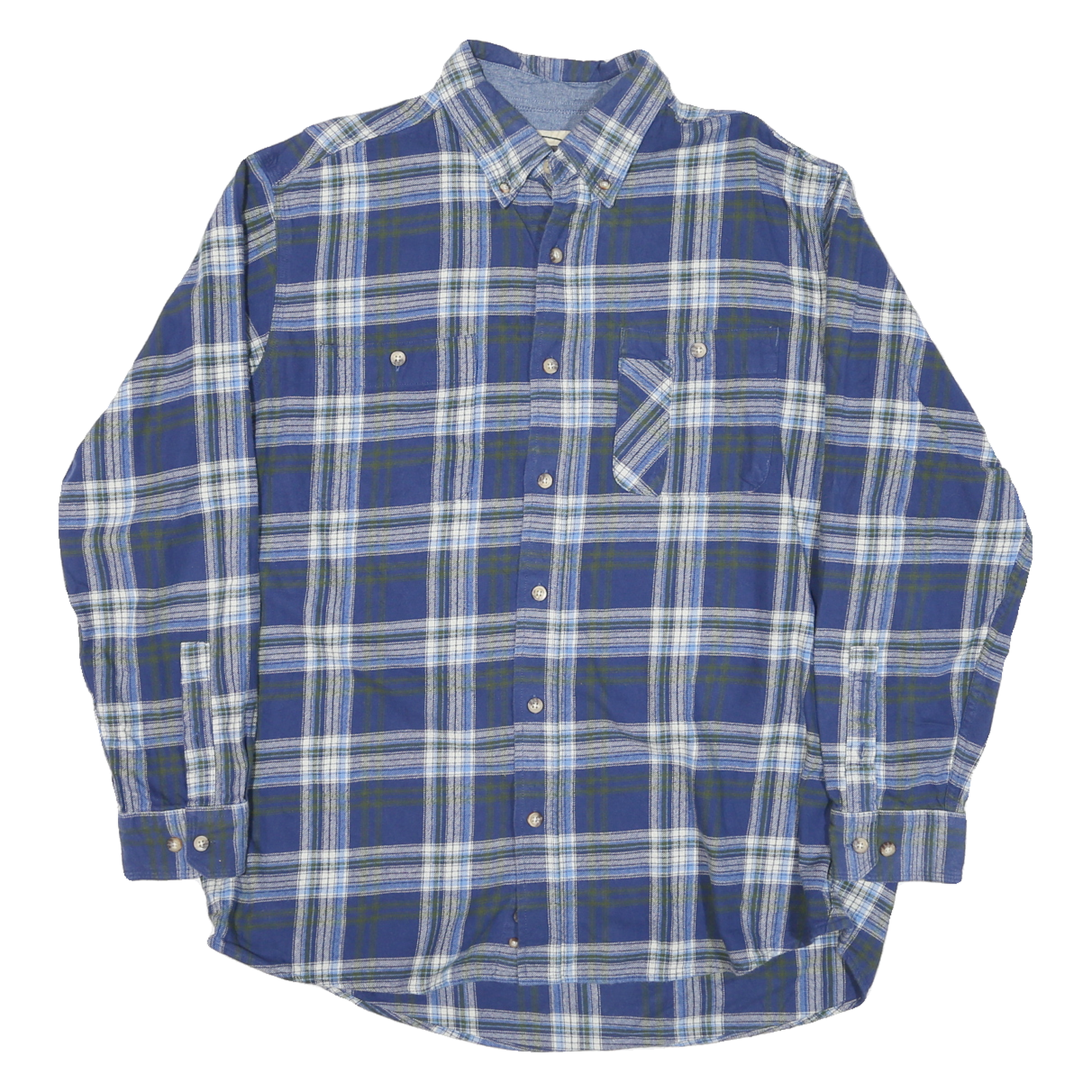 BACKPACKER Mens Blue & Green Checked Cotton Blend Shirt XL Casual Button-Down