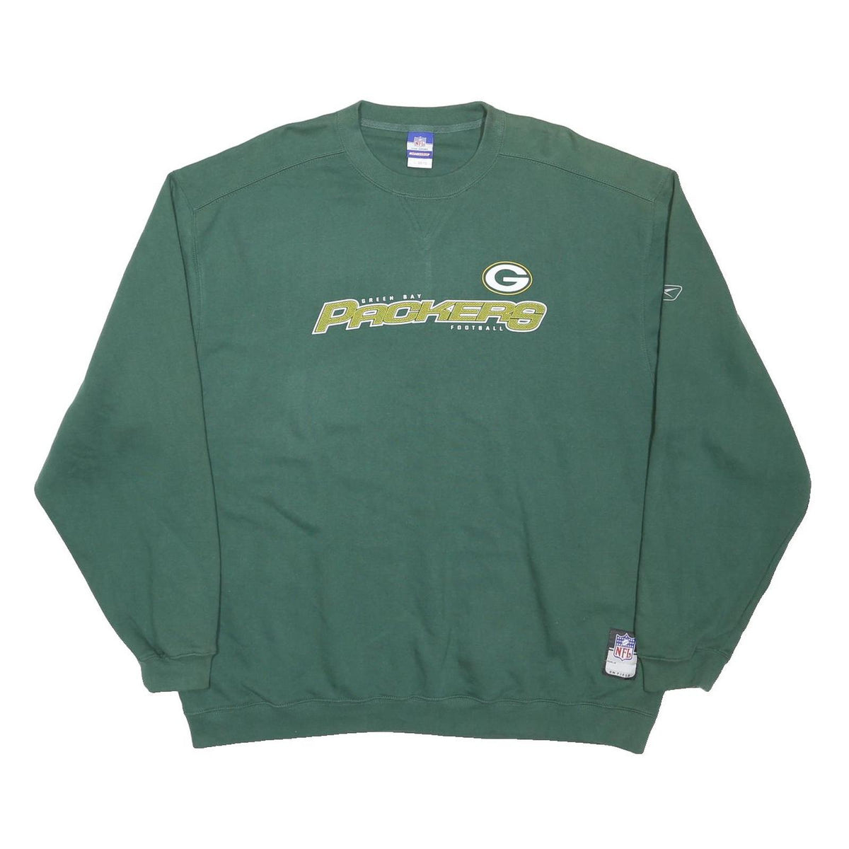 REEBOK Mens Green Green Bay Packers Crew Neck XL Cotton Blend Sweatshirt NFL