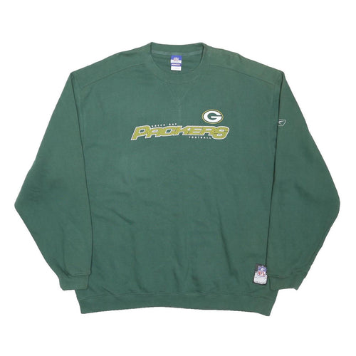REEBOK Mens Green Green Bay Packers Crew Neck XL Cotton Blend Sweatshirt NFL