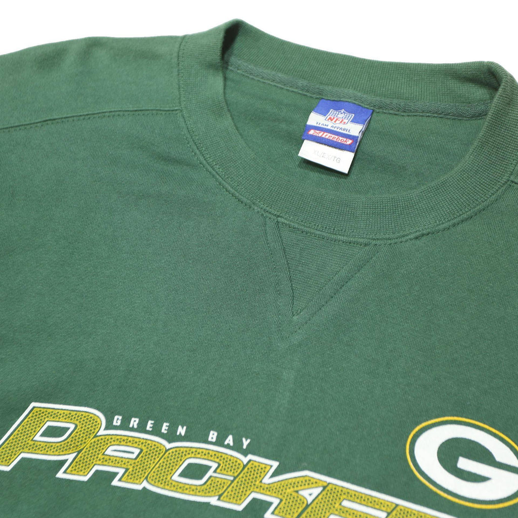 REEBOK Mens Green Green Bay Packers Crew Neck XL Cotton Blend Sweatshirt NFL