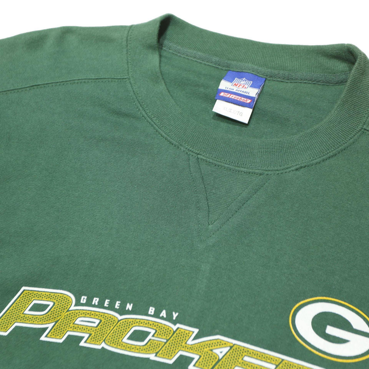 REEBOK Mens Green Green Bay Packers Crew Neck XL Cotton Blend Sweatshirt NFL