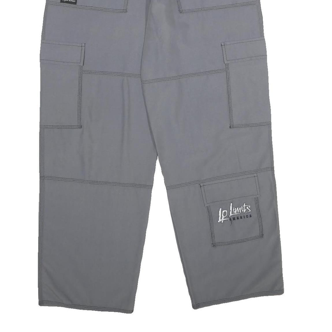 LP LIMITS Mens Grey Regular Fit Cargo Trousers W20 L32 Drawstring Casual Pants