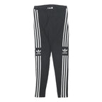ADIDAS Womens Leggings Black & White Classic Slim UK 12 W24 L26 Three Stripes