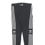 ADIDAS Womens Leggings Black & White Classic Slim UK 12 W24 L26 Three Stripes