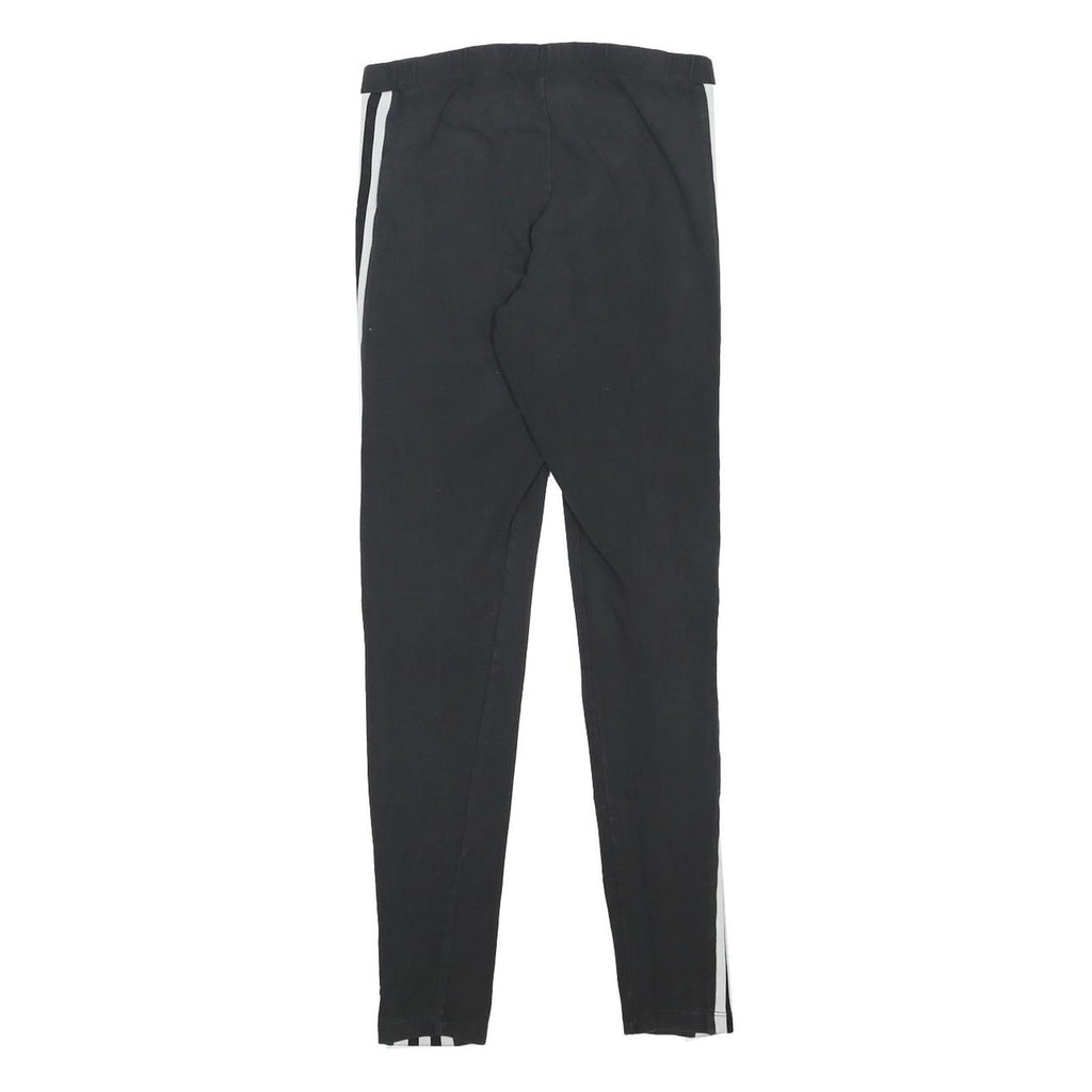ADIDAS Womens Leggings Black & White Classic Slim UK 12 W24 L26 Three Stripes