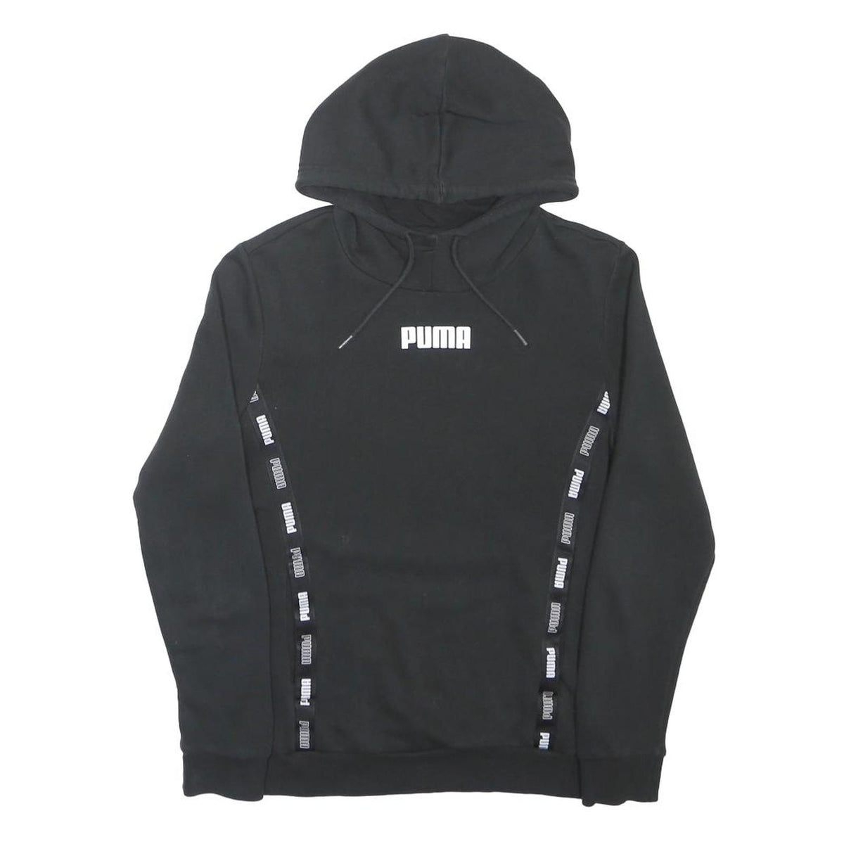 PUMA Mens Black Hoodie S Cotton Blend Pullover Hooded Sweatshirt Drawstring