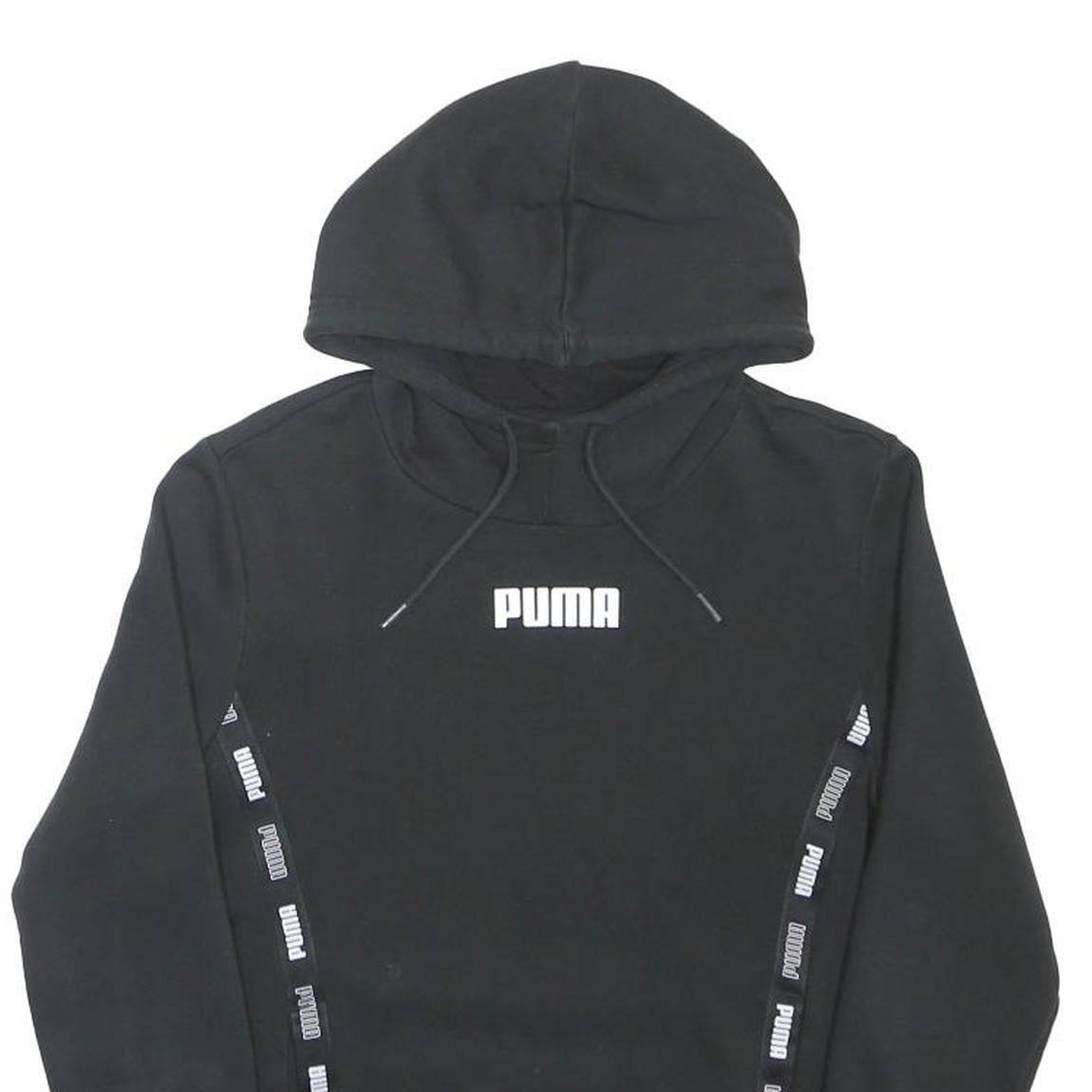 PUMA Mens Black Hoodie S Cotton Blend Pullover Hooded Sweatshirt Drawstring