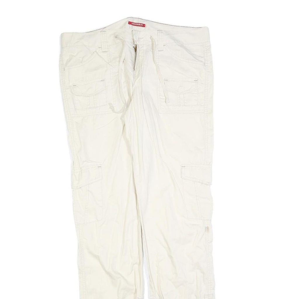UNION BAY Womens Polyester Blend White Regular Straight Trousers W36 L32 Casual