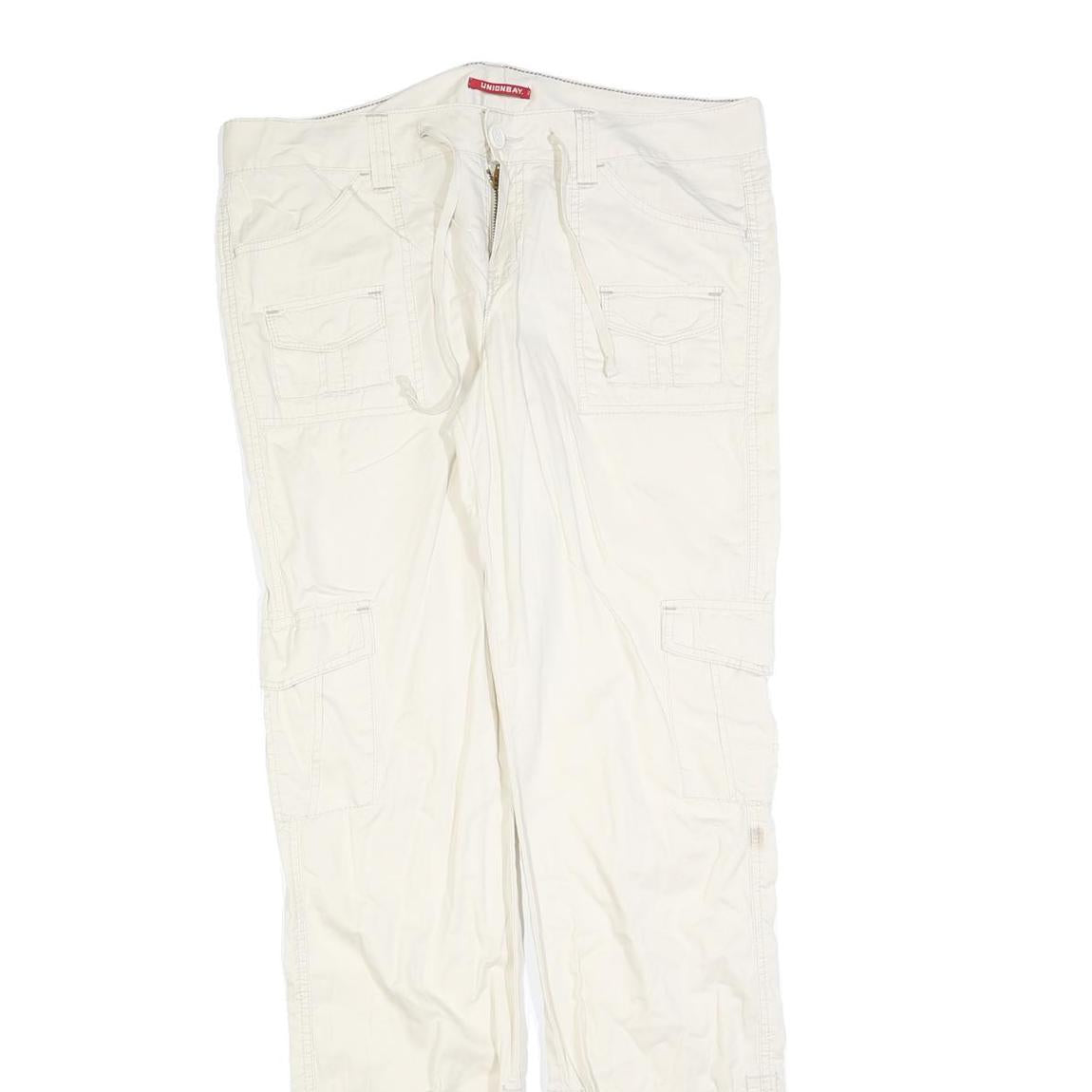 UNION BAY Womens Polyester Blend White Regular Straight Trousers W36 L32 Casual