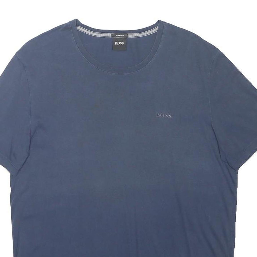 BOSS HUGO BOSS Mens Blue T-Shirt L Short Sleeve Crew Neck Cotton Blend Casual