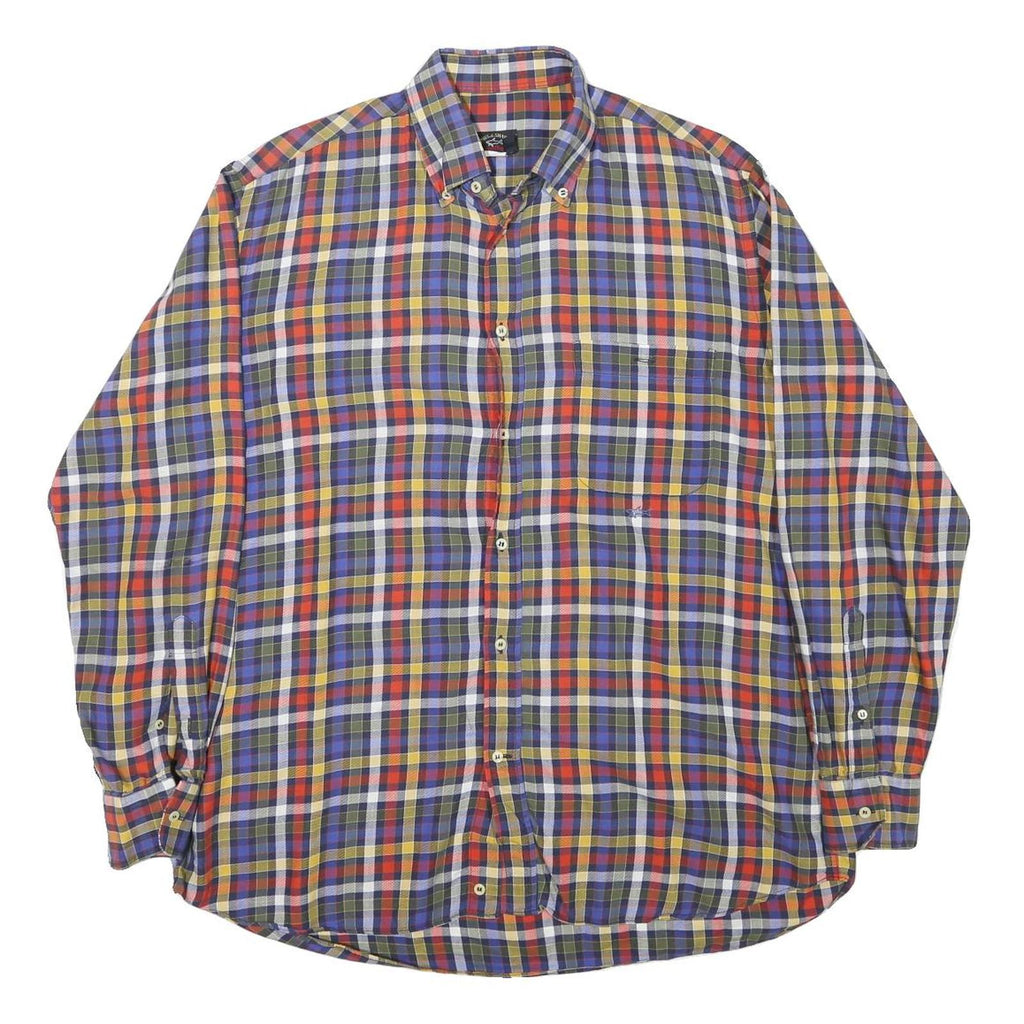 PAUL & SHARK Mens Multicolour Check Shirt L Button-Down Collar Long Sleeve