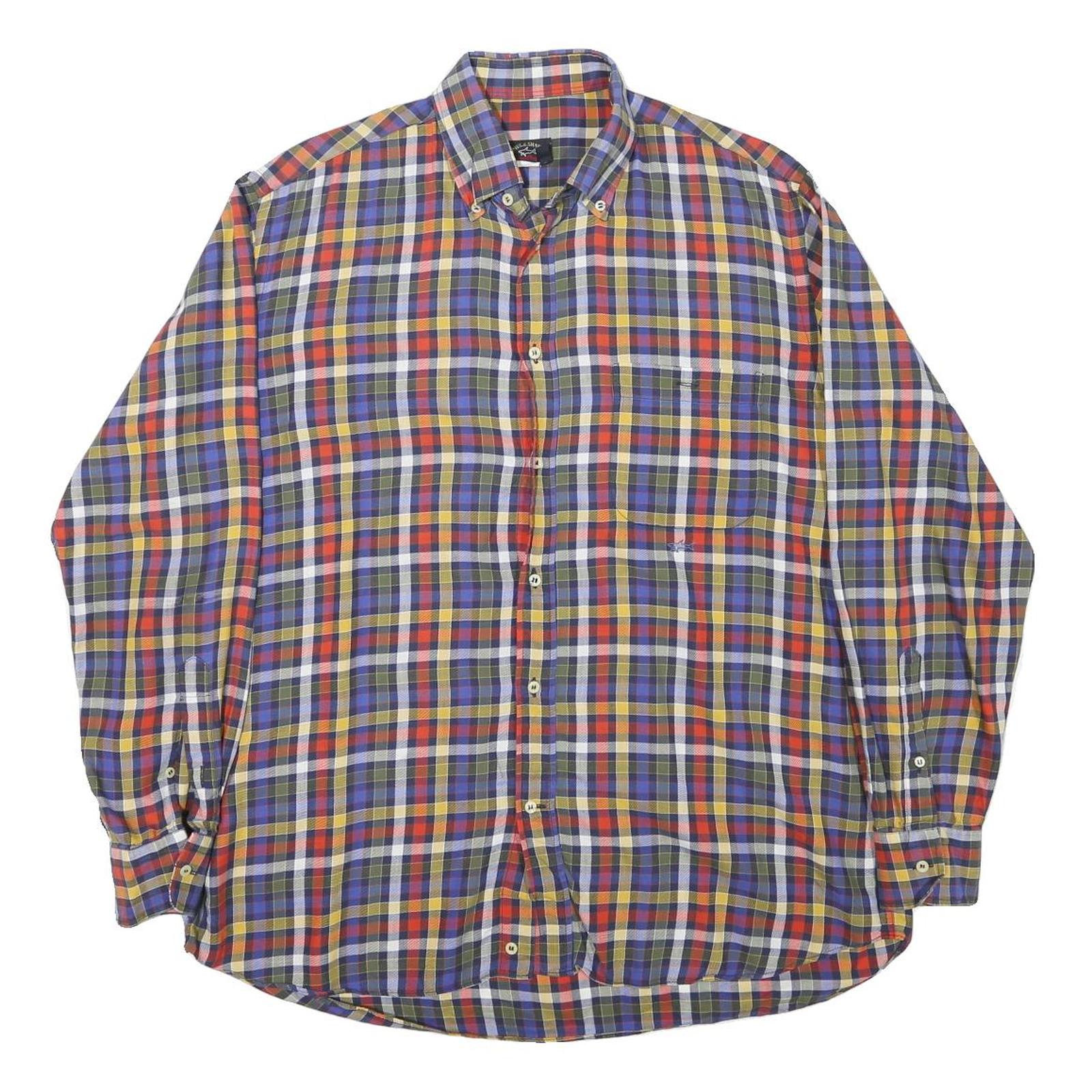PAUL & SHARK Mens Multicolour Check Shirt L Button-Down Collar Long Sleeve