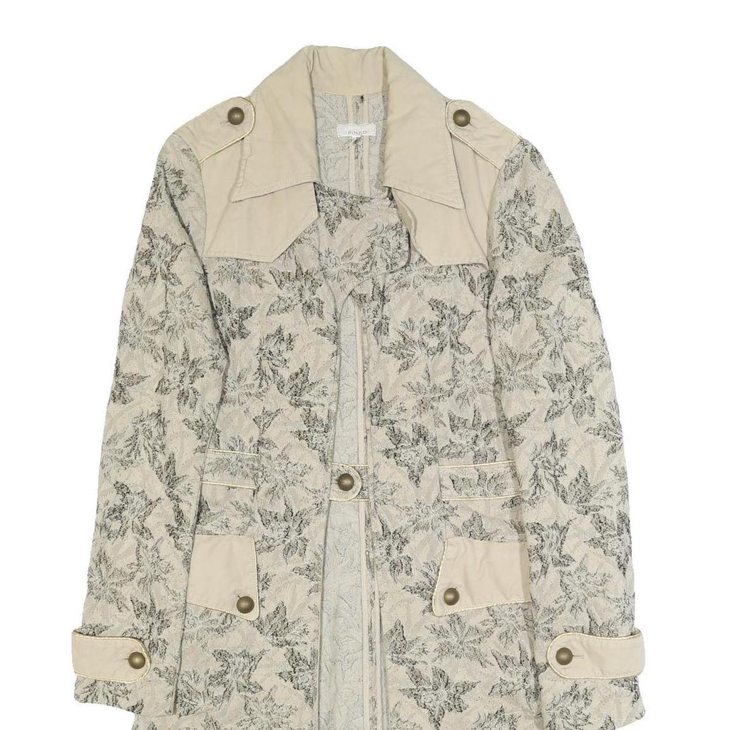 PINKO Womens Beige Floral Cotton Blend Button Jacket UK 12 Spring Casual