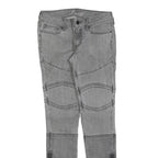 LEVI'S Womens Slim Grey Denim Slim Jeans W26 L28 Biker Style Zip Detail