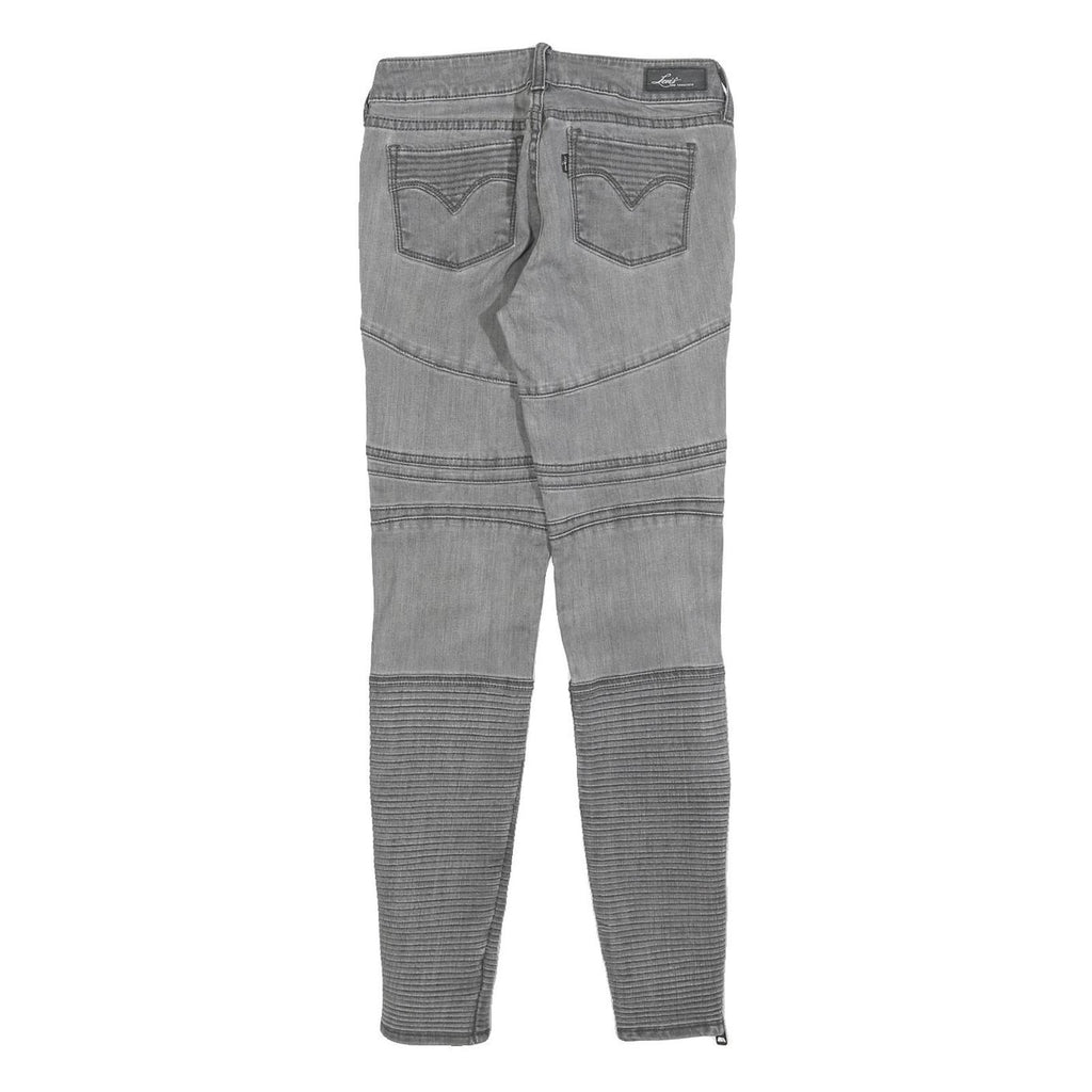 LEVI'S Womens Slim Grey Denim Slim Jeans W26 L28 Biker Style Zip Detail
