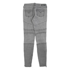 LEVI'S Womens Slim Grey Denim Slim Jeans W26 L28 Biker Style Zip Detail