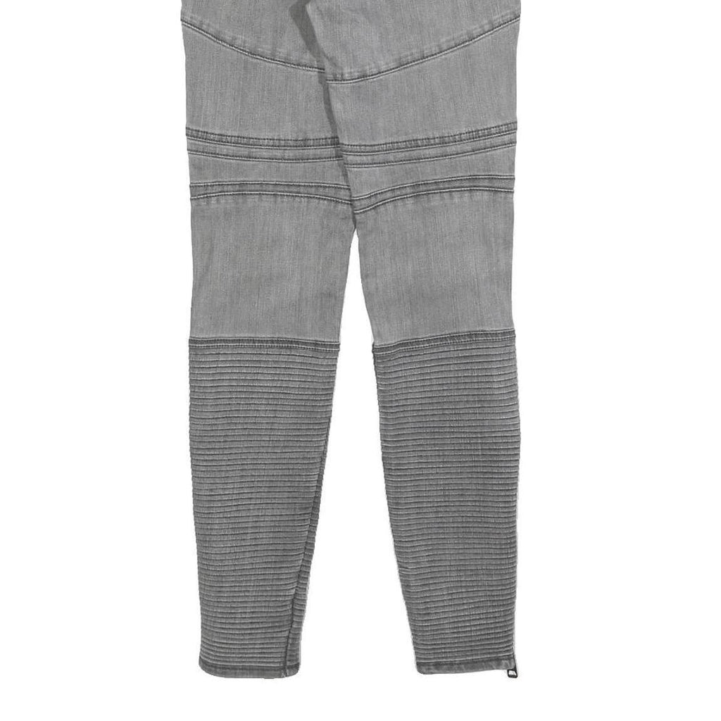 LEVI'S Womens Slim Grey Denim Slim Jeans W26 L28 Biker Style Zip Detail