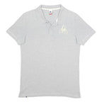 LE COQ SPORTIF Mens Grey Short Sleeve Plain M Cotton Polo Shirt Casual