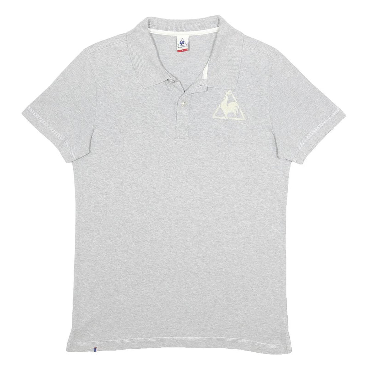 LE COQ SPORTIF Mens Grey Short Sleeve Plain M Cotton Polo Shirt Casual