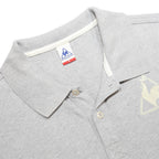 LE COQ SPORTIF Mens Grey Short Sleeve Plain M Cotton Polo Shirt Casual