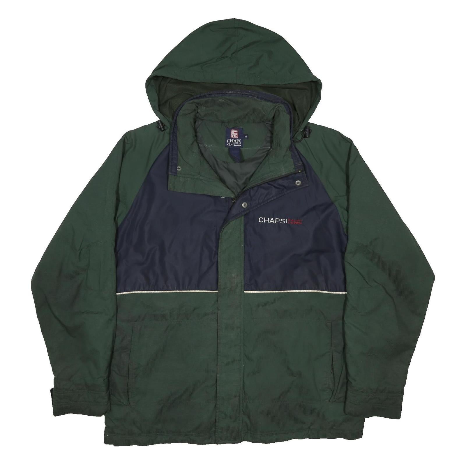 CHAPS RALPH LAUREN Mens Green & Navy Colourblock Outdoor Jacket M Nylon Woven