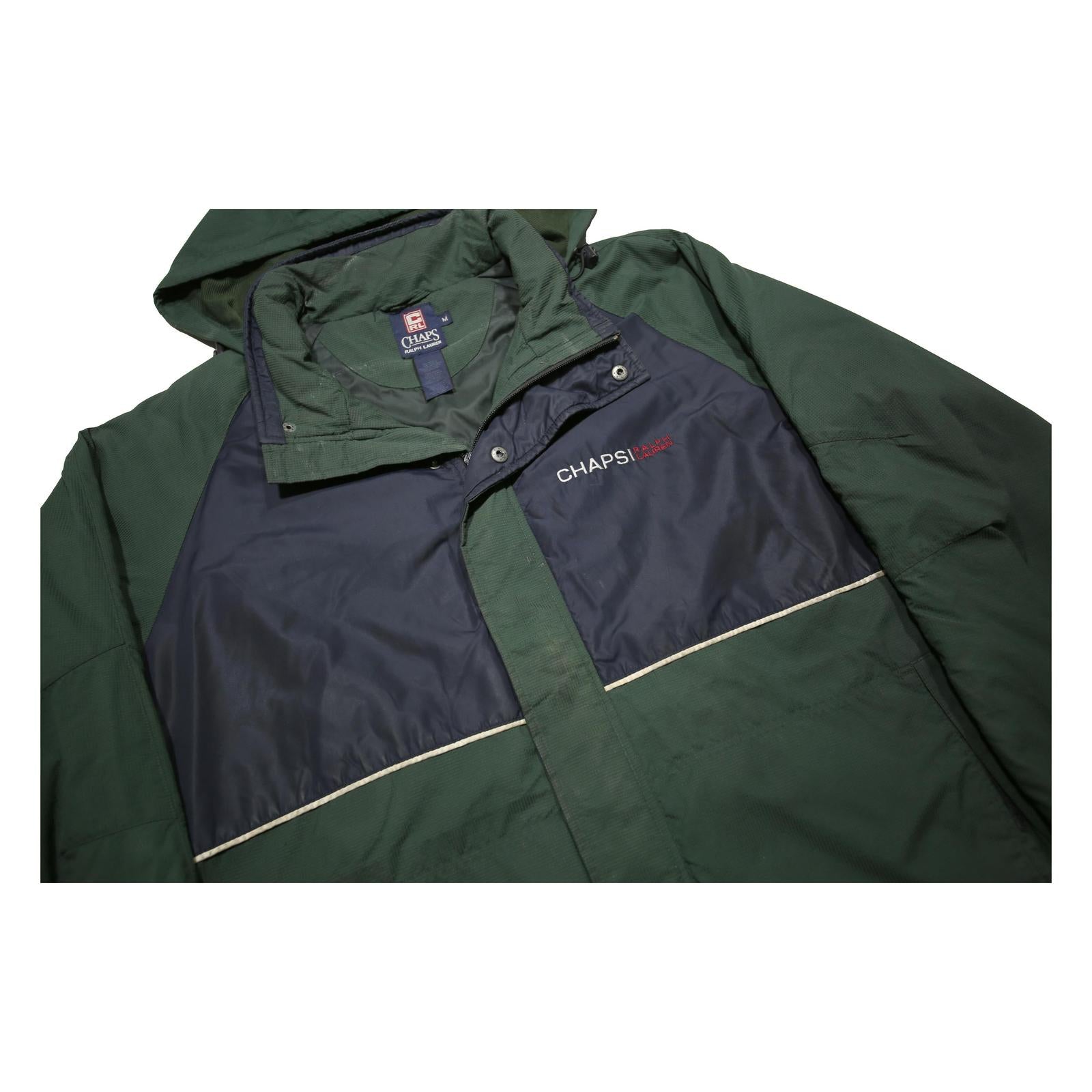 CHAPS RALPH LAUREN Mens Green & Navy Colourblock Outdoor Jacket M Nylon Woven