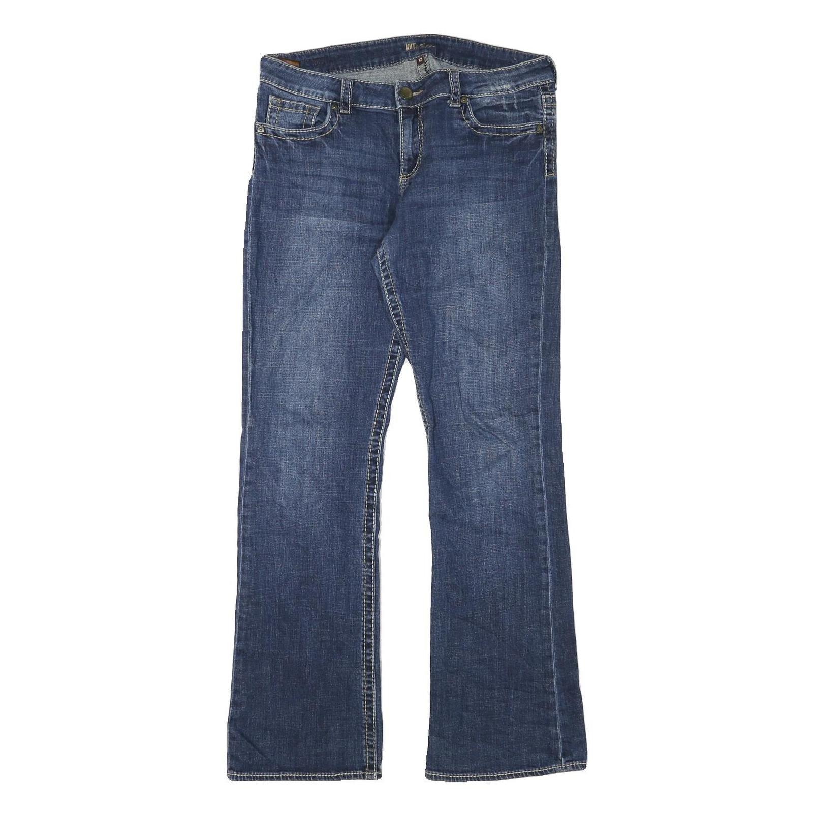 HOT Womens Jeans Blue Regular Straight Denim Raw W33 L31 Stylish Casual