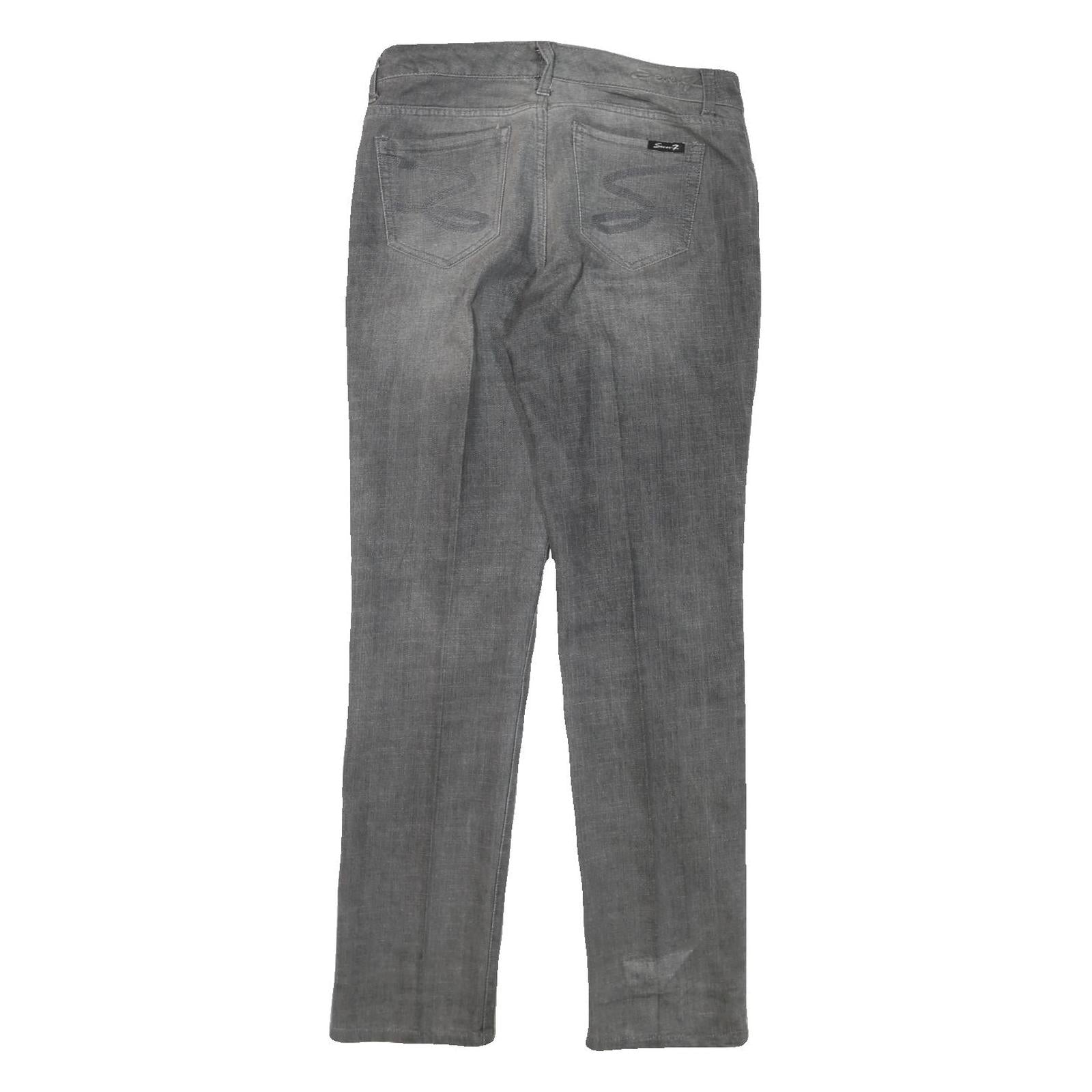 SEVEN7 Womens Jeans Grey Regular Straight Denim Medium W30 L30 Slim Classic Zip