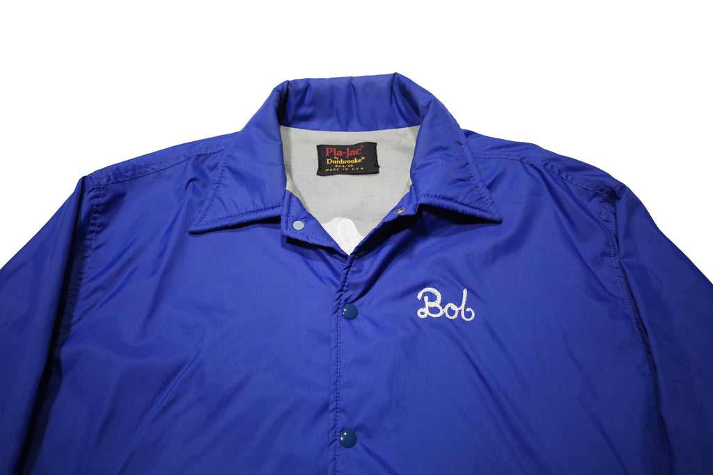 PLA-JAC Mens Blue Synthetic Button Jacket L Plain Casual Lightweight Sportswear