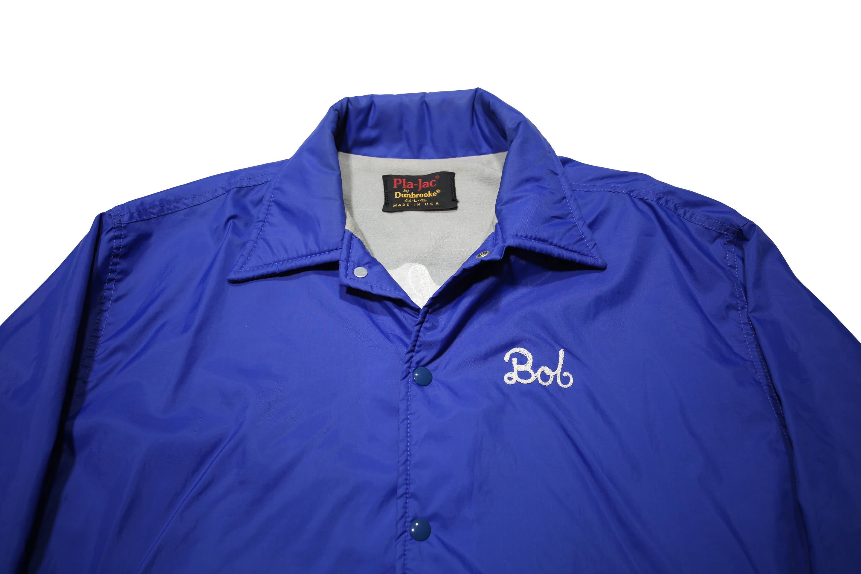 PLA-JAC Mens Blue Synthetic Button Jacket L Plain Casual Lightweight Sportswear
