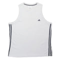 ADIDAS Mens White & Black Athletic Vest XL Crew Neck Sleeveless Cotton Blend